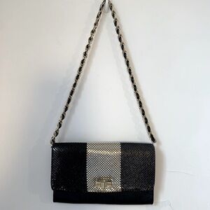 Elliott Lucca Metallic Chain Leather Clutch Shoulder Bag